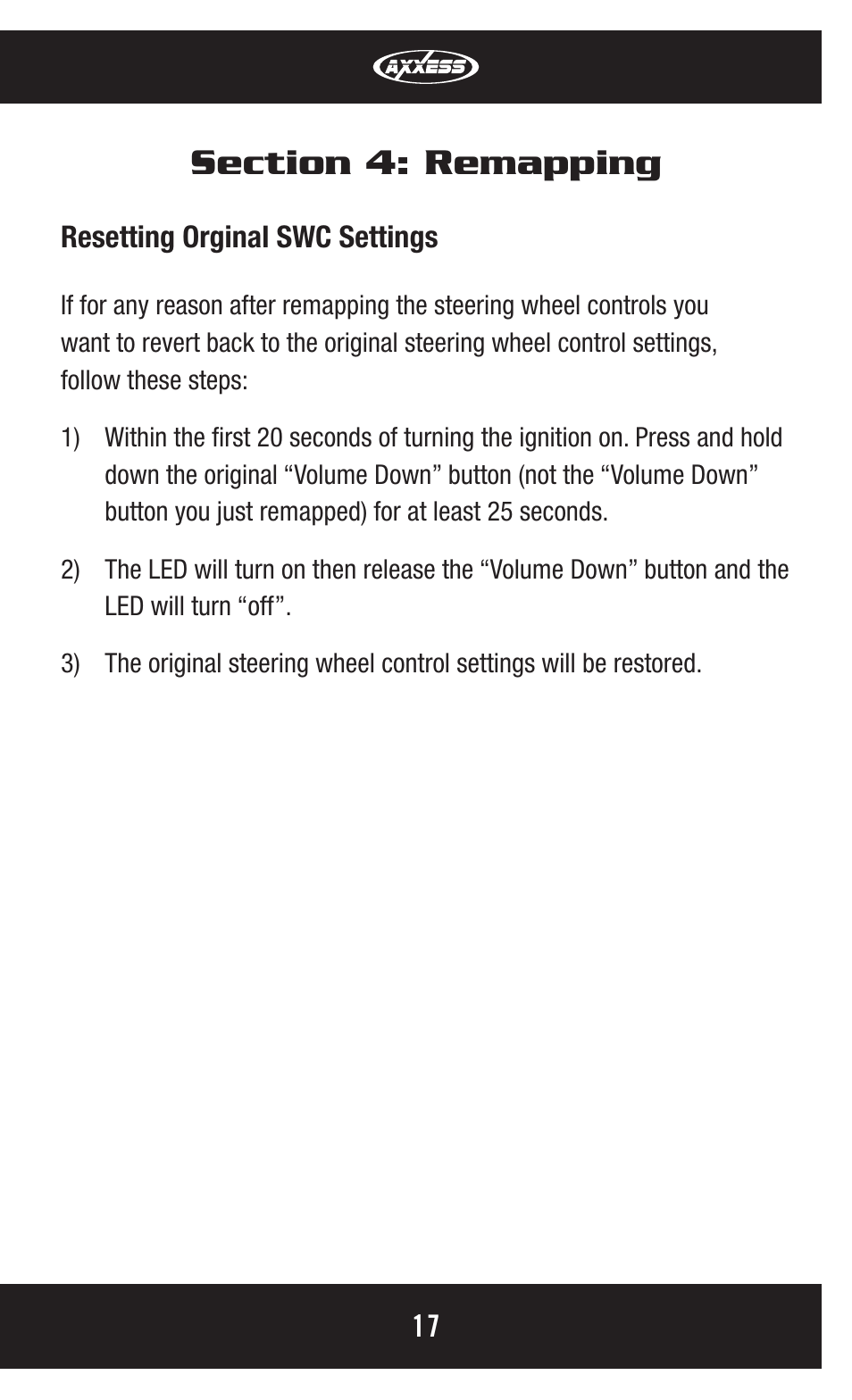 Axxess Interface ASWC User Manual | Page 17 / 20
