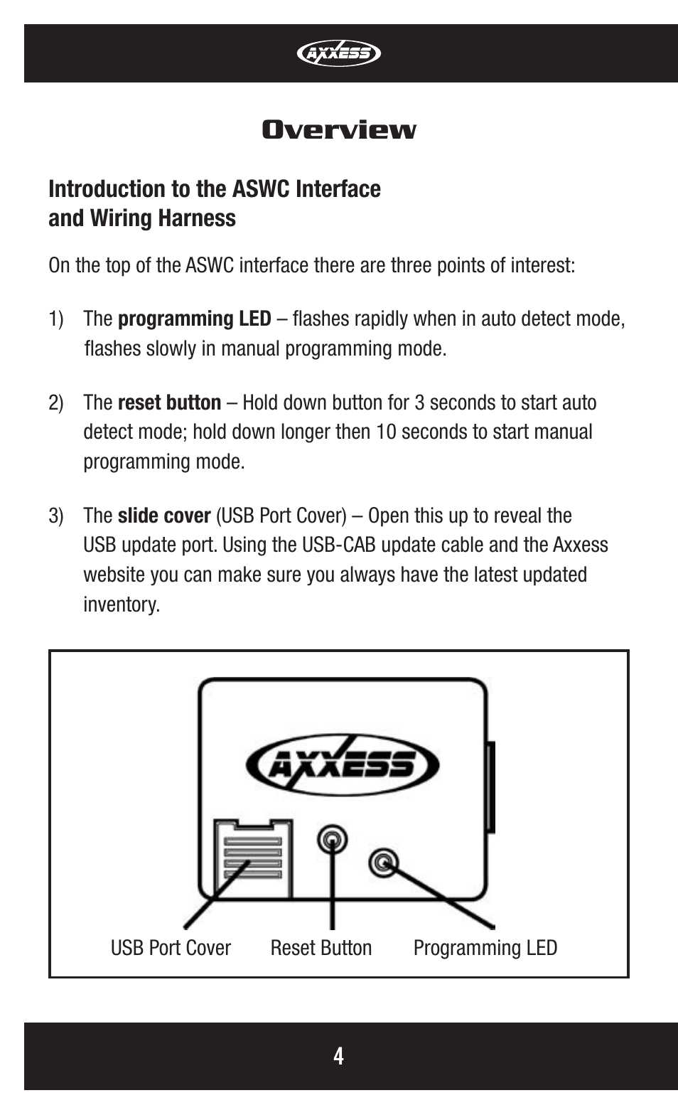 Overview | Axxess Interface ASWC User Manual | Page 4 / 20