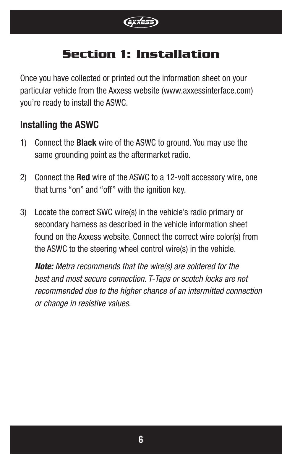 Axxess Interface ASWC User Manual | Page 6 / 20