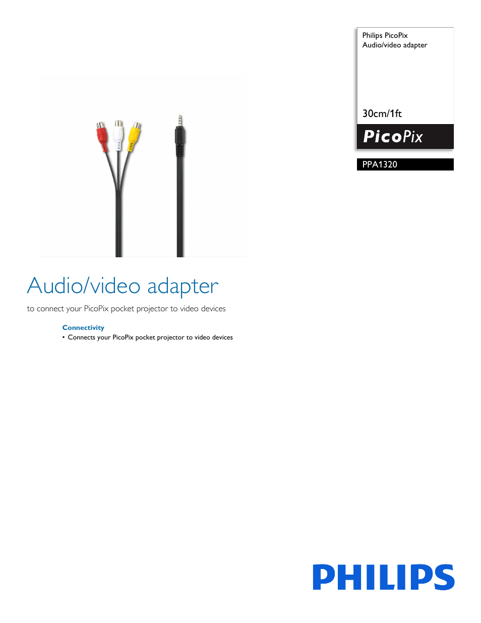 Philips PicoPix Audio-video adapter PPA1320 30cm-1ft User Manual | 2 pages