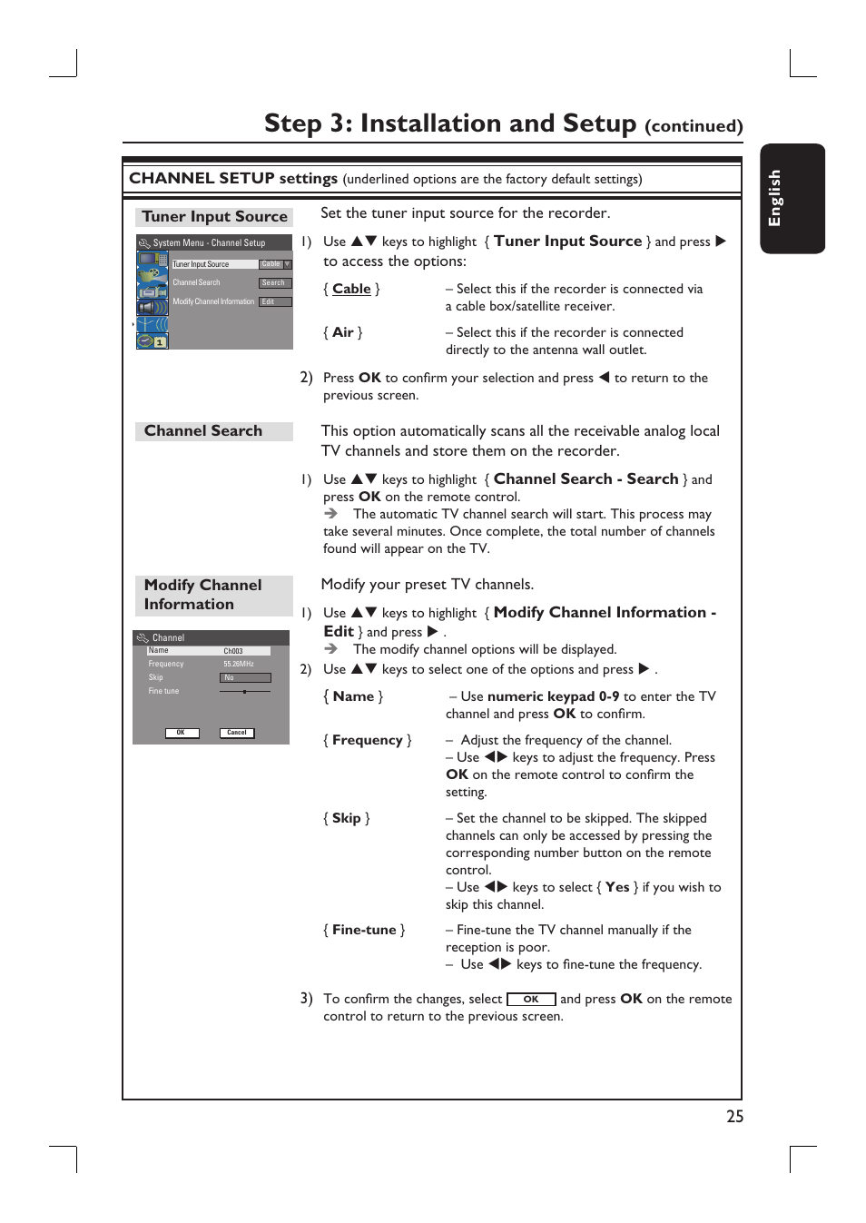 Step 3: installation and setup, Continued) | Philips DVDR3390-37 User Manual | Page 25 / 67