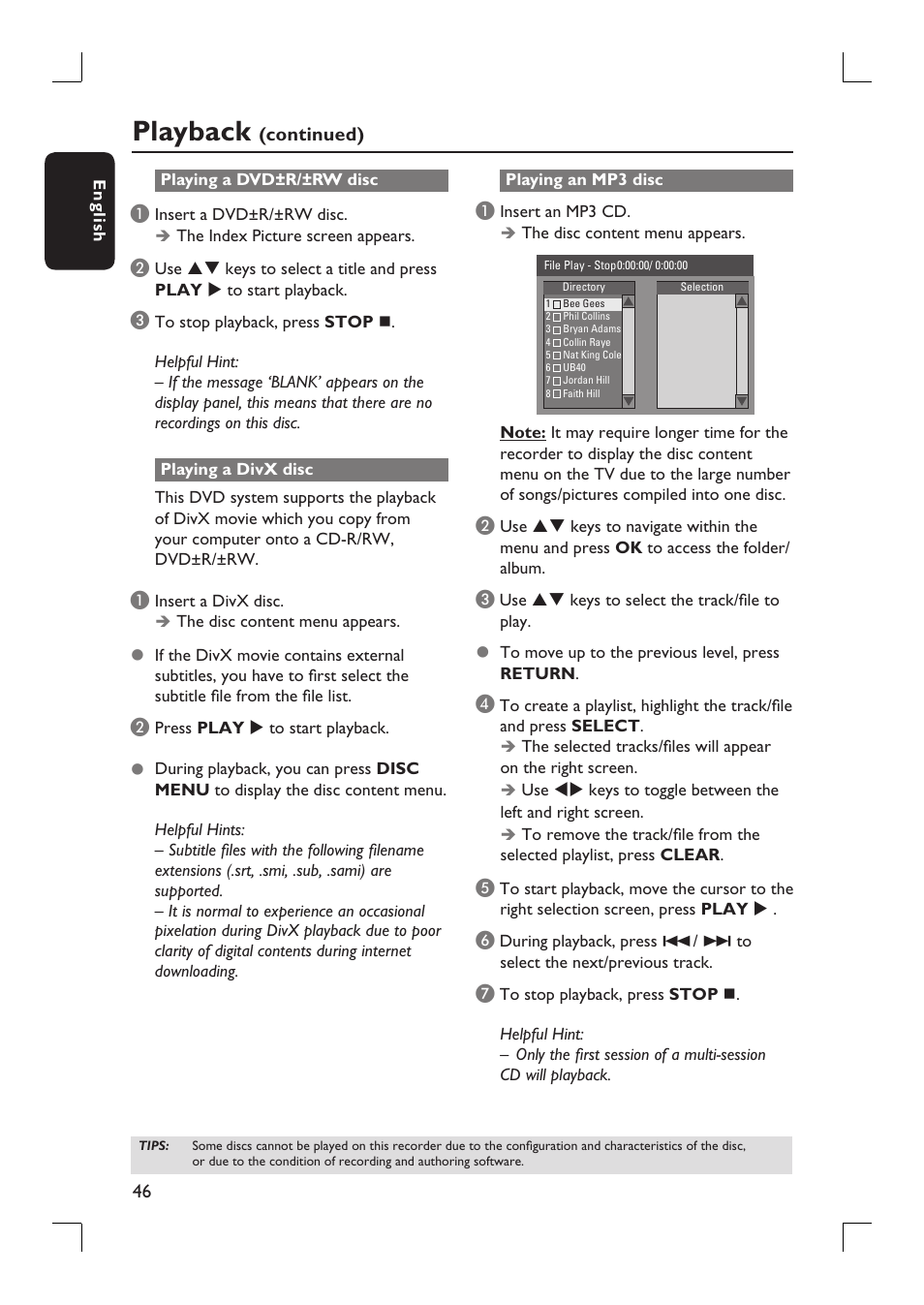 Playback | Philips DVDR3390-37 User Manual | Page 46 / 67