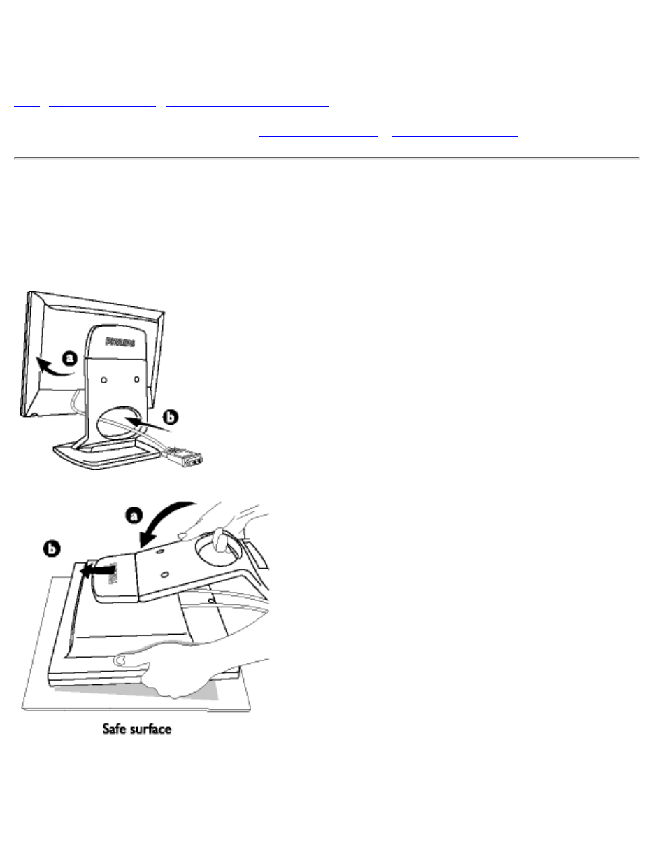 Remove and re-install the base, Remove and, Re-install the base | Philips 170W4P7499 User Manual | Page 57 / 76