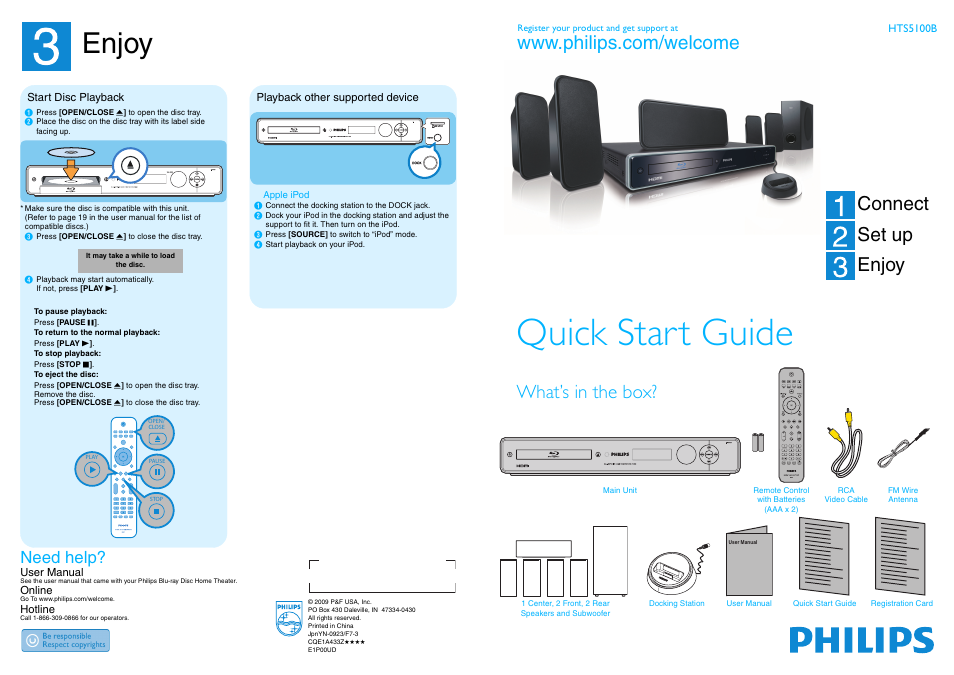 Philips HTS5100B-F7 User Manual | 2 pages