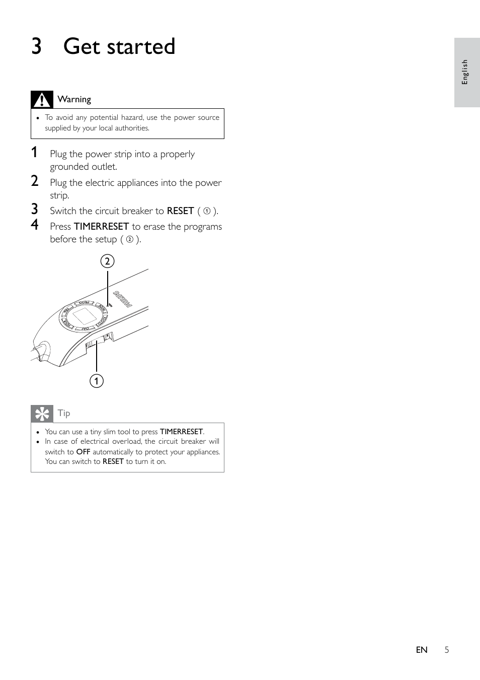 3 get started | Philips SPS6060A-17 User Manual | Page 5 / 10