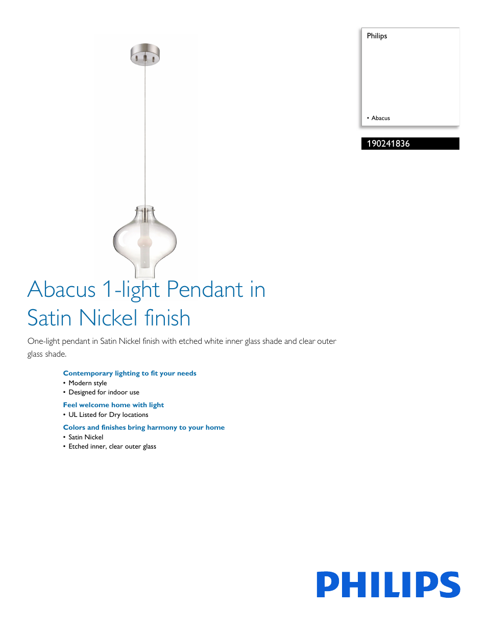 Philips 190241836 User Manual | 2 pages