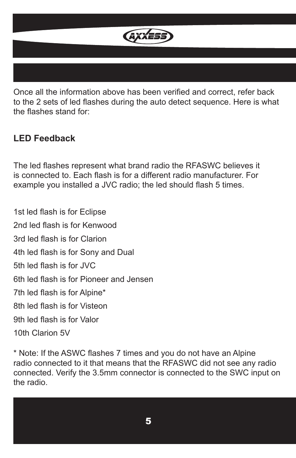 Axxess Interface RFASWC User Manual | Page 6 / 12