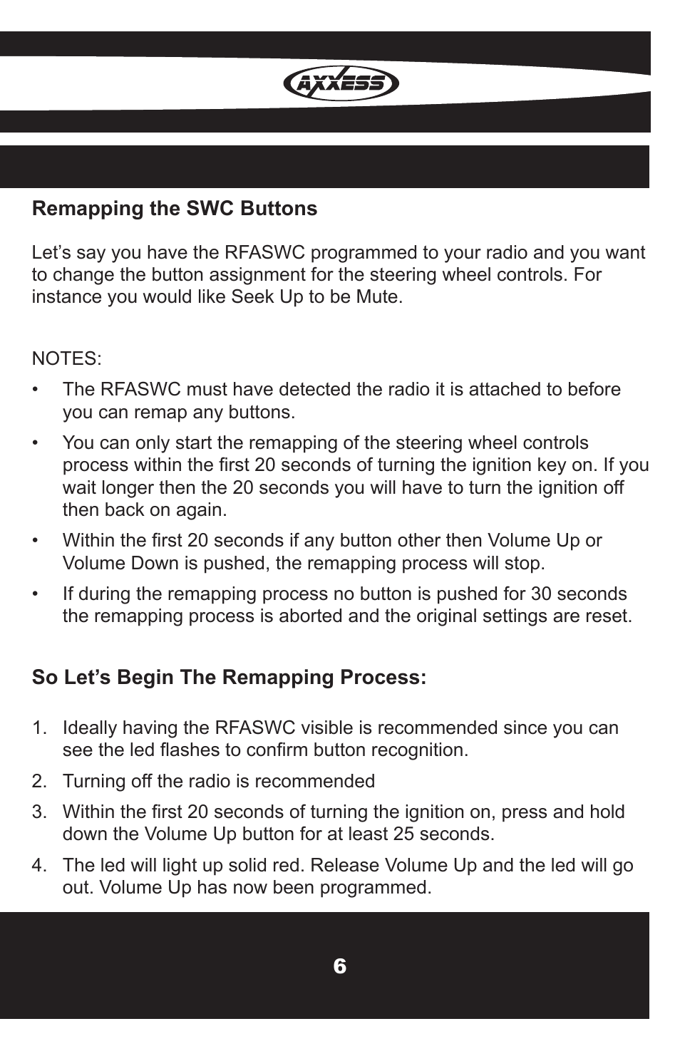 Axxess Interface RFASWC User Manual | Page 7 / 12