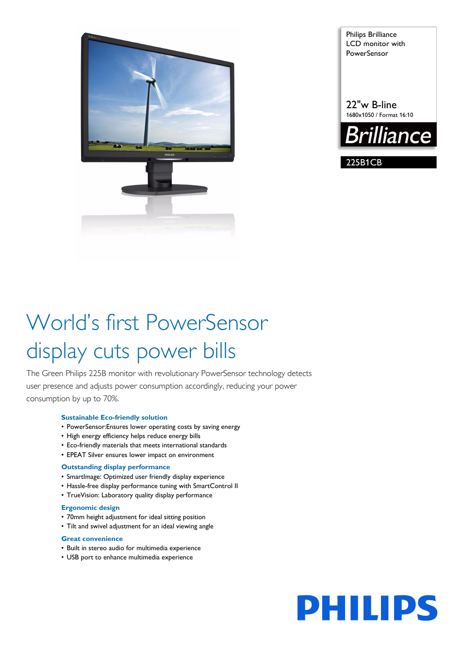 Philips 225B1CB-27 User Manual | 3 pages