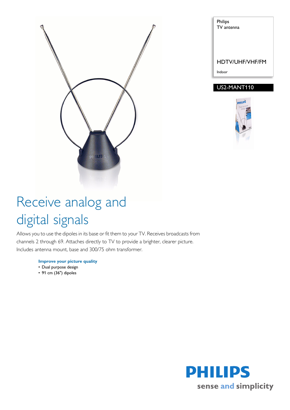 Philips US2-MANT110 User Manual | 2 pages