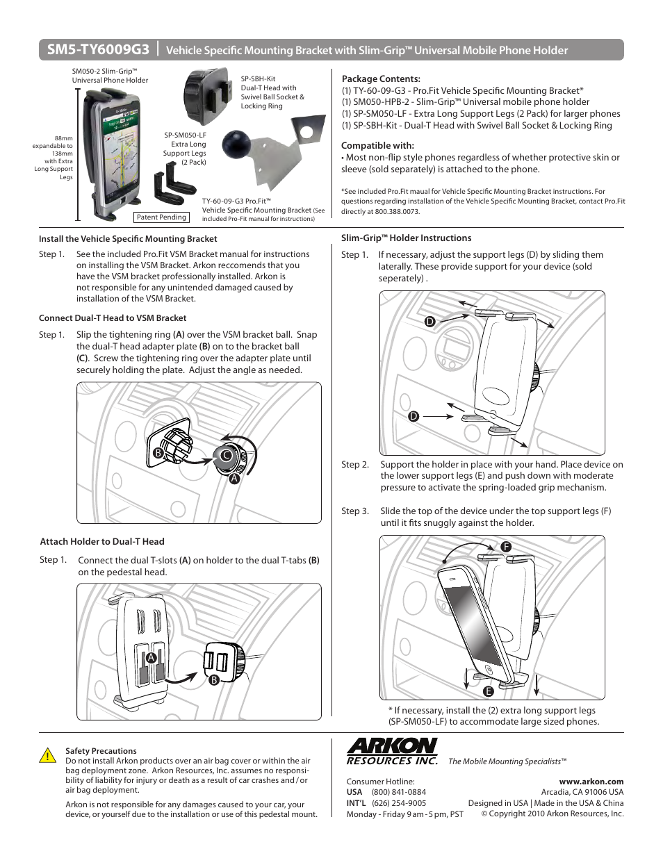 Arkon SM5-TY6009G3 User Manual | 1 page