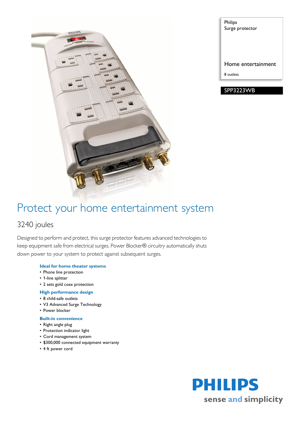 Philips SPP3223WB-17 User Manual | 2 pages