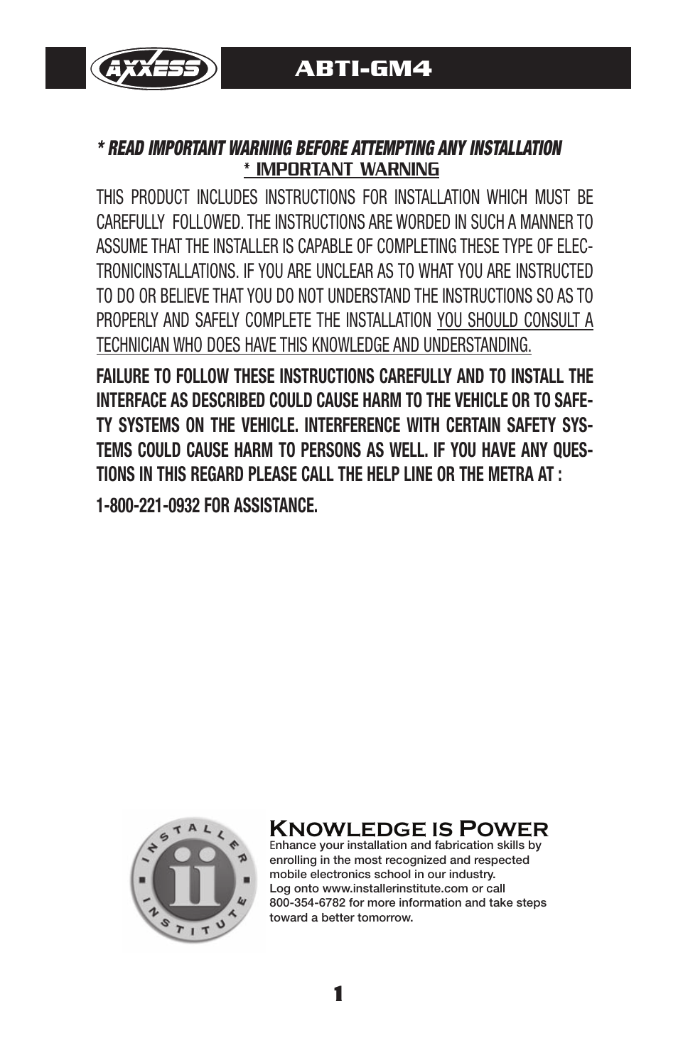 Abti-gm4 1 | Axxess Interface ABTI-GM4 User Manual | Page 2 / 8