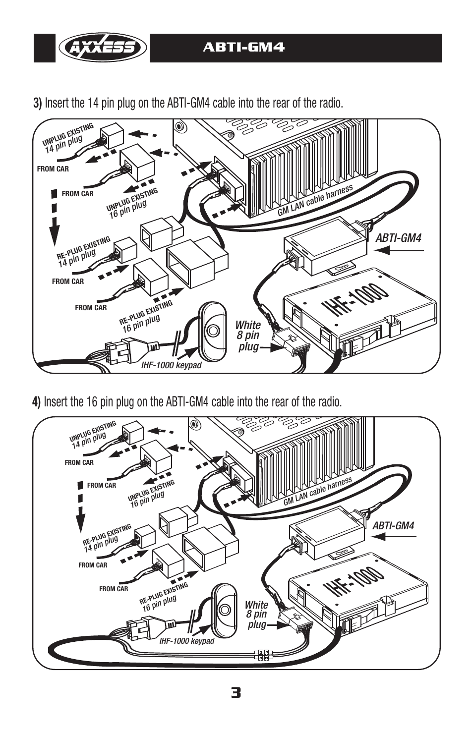 Abti-gm4, 8 pin, Plug white | Axxess Interface ABTI-GM4 User Manual | Page 4 / 8