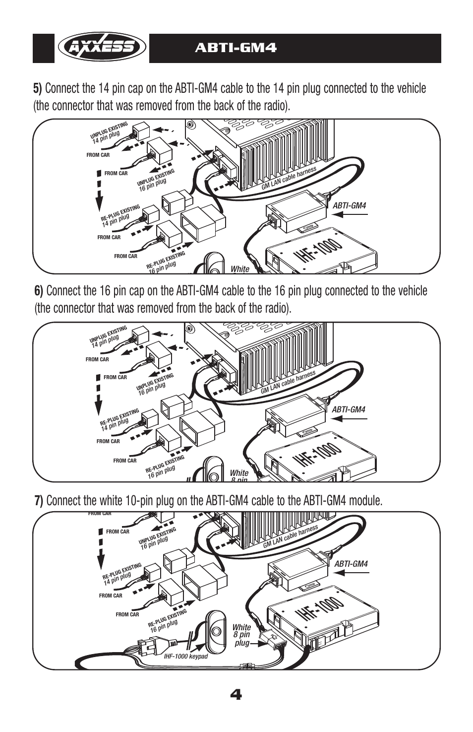Abti-gm4, 8 pin, Plug white | Axxess Interface ABTI-GM4 User Manual | Page 5 / 8