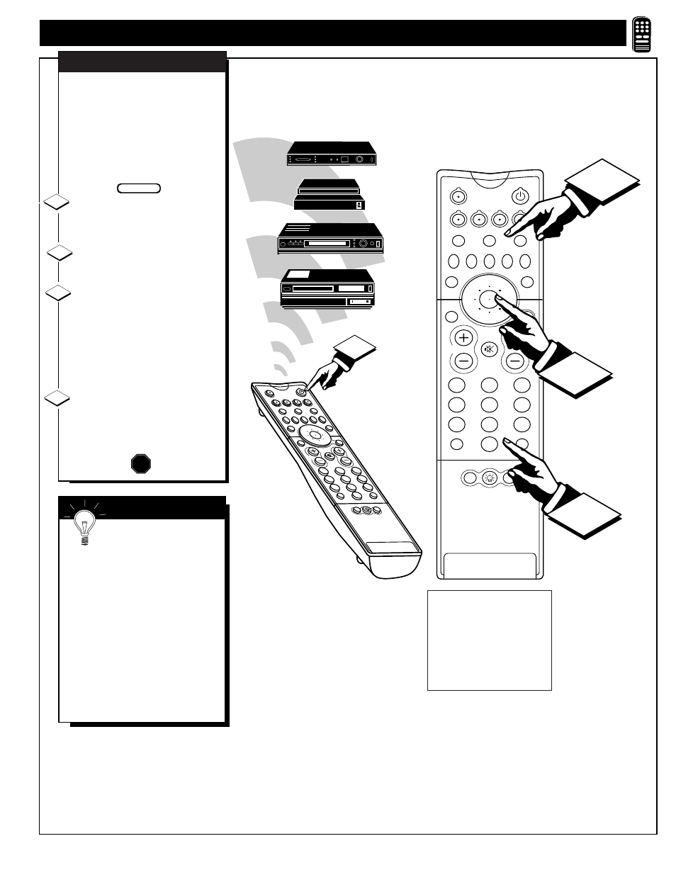 Tv r, Etting the, Emote to | Ccessory, Evices, Stop, Direct access method | Philips 64P9161 User Manual | Page 43 / 60