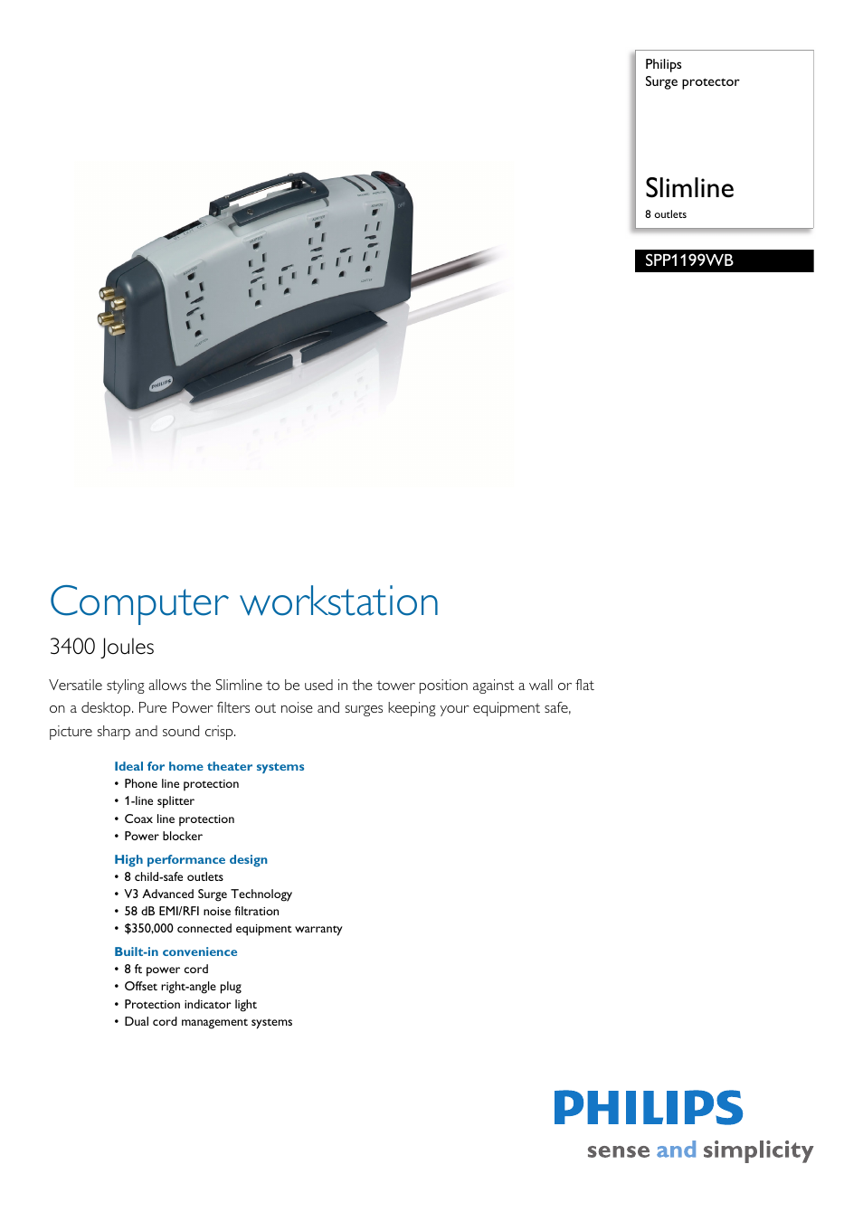 Philips SPP1199WB-17 User Manual | 2 pages