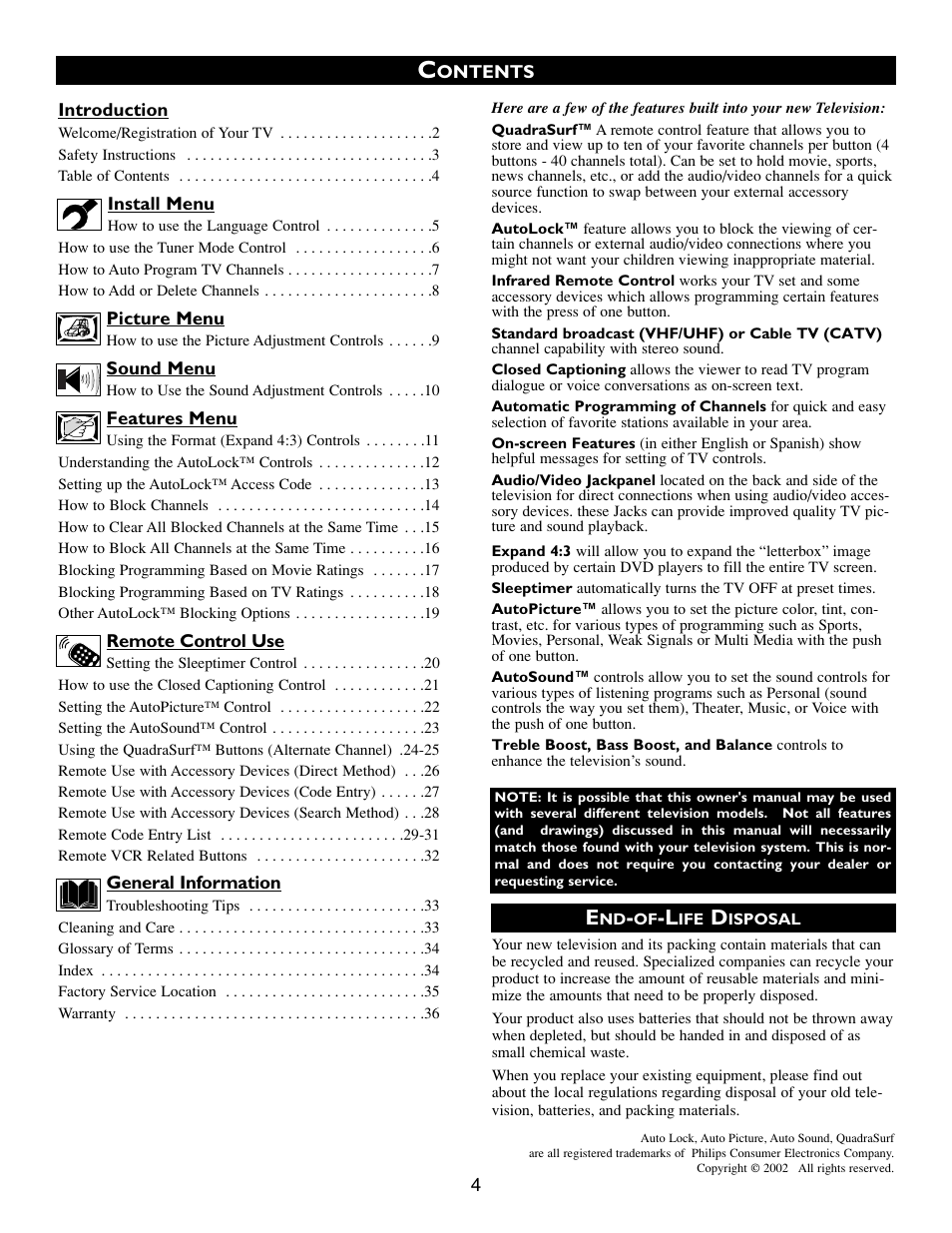 Philips 24PT633F User Manual | Page 4 / 36