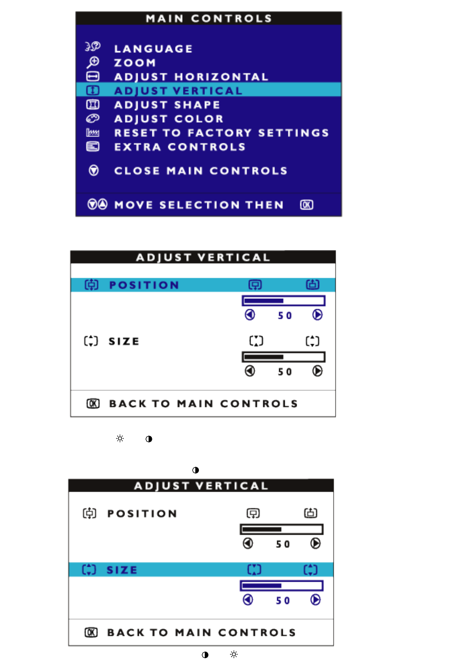 Adjust vertical | Philips 107B75-27B User Manual | Page 94 / 105