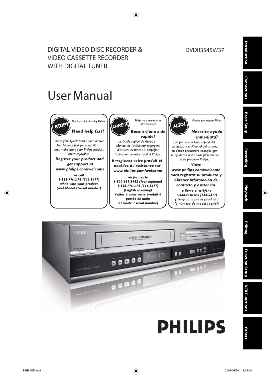 Philips DVDR3545V-37 User Manual | 116 pages