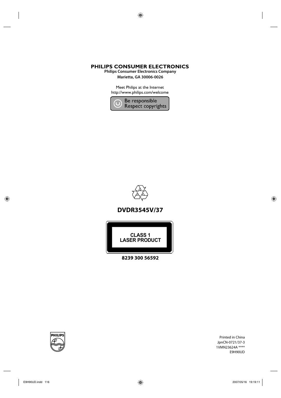 Hts6600 | Philips DVDR3545V-37 User Manual | Page 116 / 116