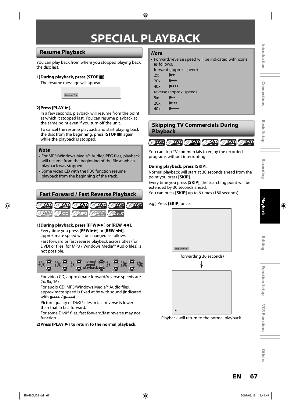 Special playback, 67 en 67 en | Philips DVDR3545V-37 User Manual | Page 67 / 116