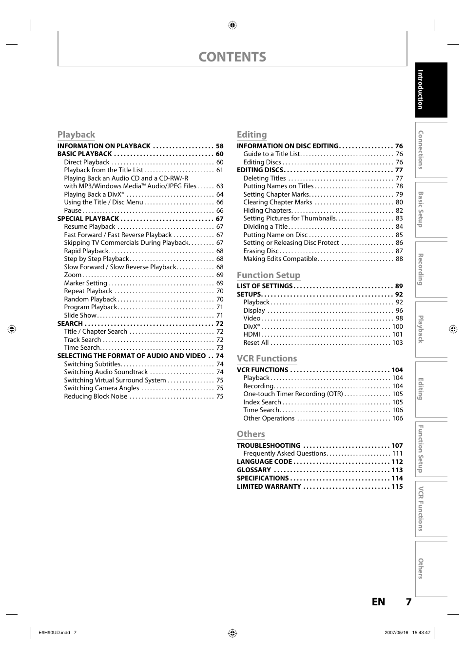 Philips DVDR3545V-37 User Manual | Page 7 / 116