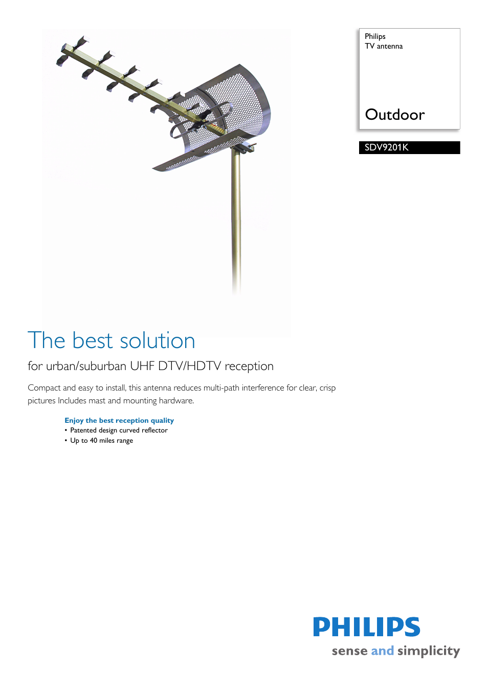 Philips TV antenna SDV9201K Outdoor User Manual | 2 pages