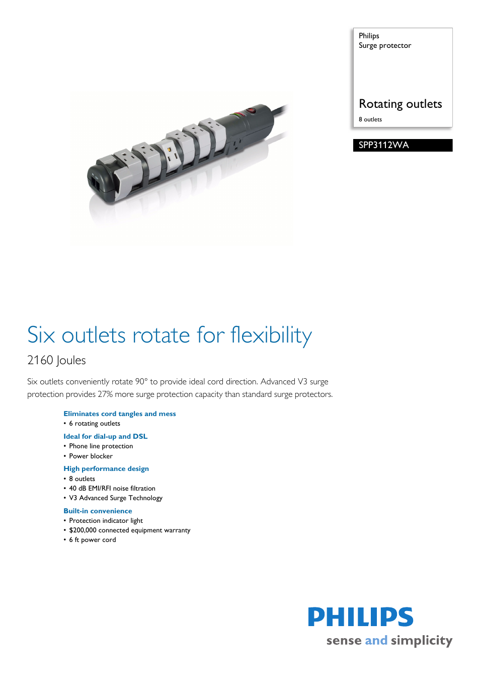 Philips SPP3112WA-17 User Manual | 2 pages