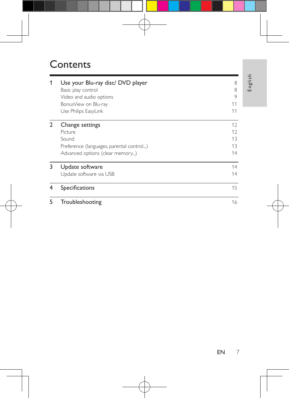 Philips Blu-ray Disc- DVD player BDP1200 User Manual | Page 7 / 22