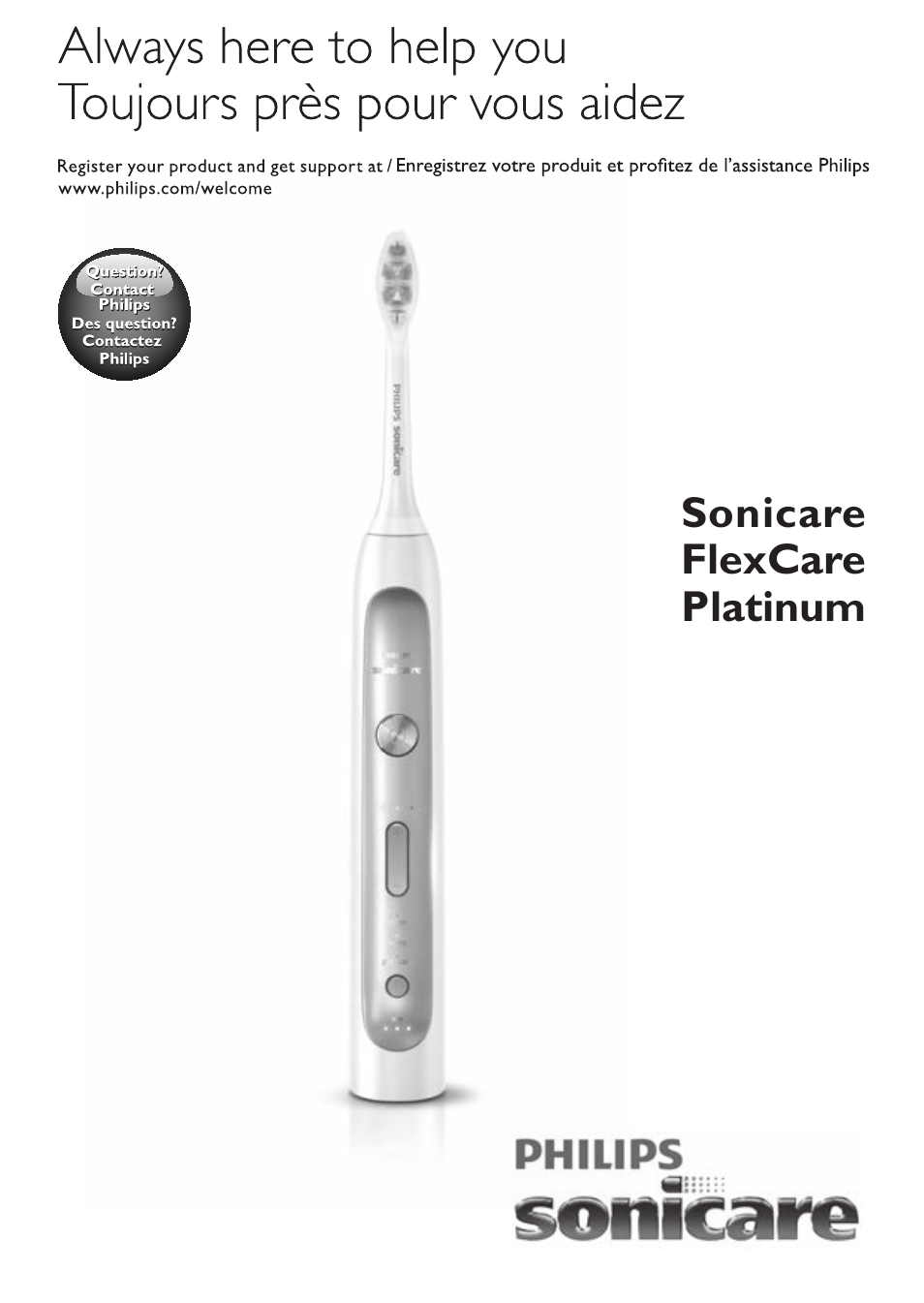 Philips Sonicare FlexCare Platinum Rechargeable sonic toothbrush FlexCare Platinum HX9170-10 3 modes 3 intensities 2 brush heads With pressure sensor UV Brush Head Sanitizer User Manual | 60 pages