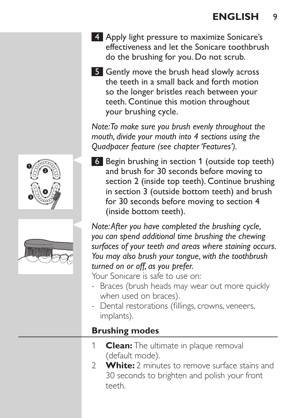 Philips Sonicare FlexCare Platinum Rechargeable sonic toothbrush FlexCare Platinum HX9170-10 3 modes 3 intensities 2 brush heads With pressure sensor UV Brush Head Sanitizer User Manual | Page 9 / 60