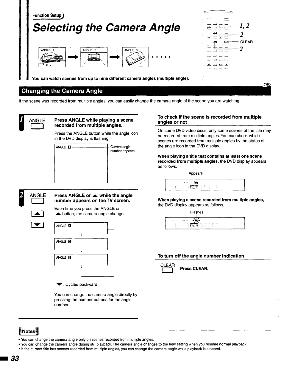 Changing the camera angle, Selecting the camera angle | Philips DVD400AT99 User Manual | Page 33 / 41