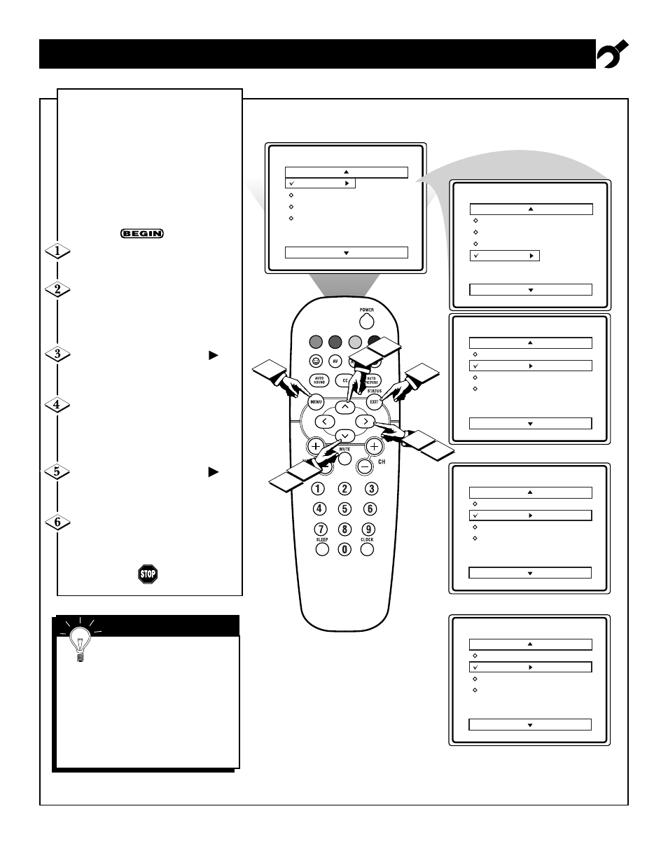 Ow to, Se the, Uner | Ontrol | Philips 13" Mono Color TV w- REmote Control User Manual | Page 11 / 37