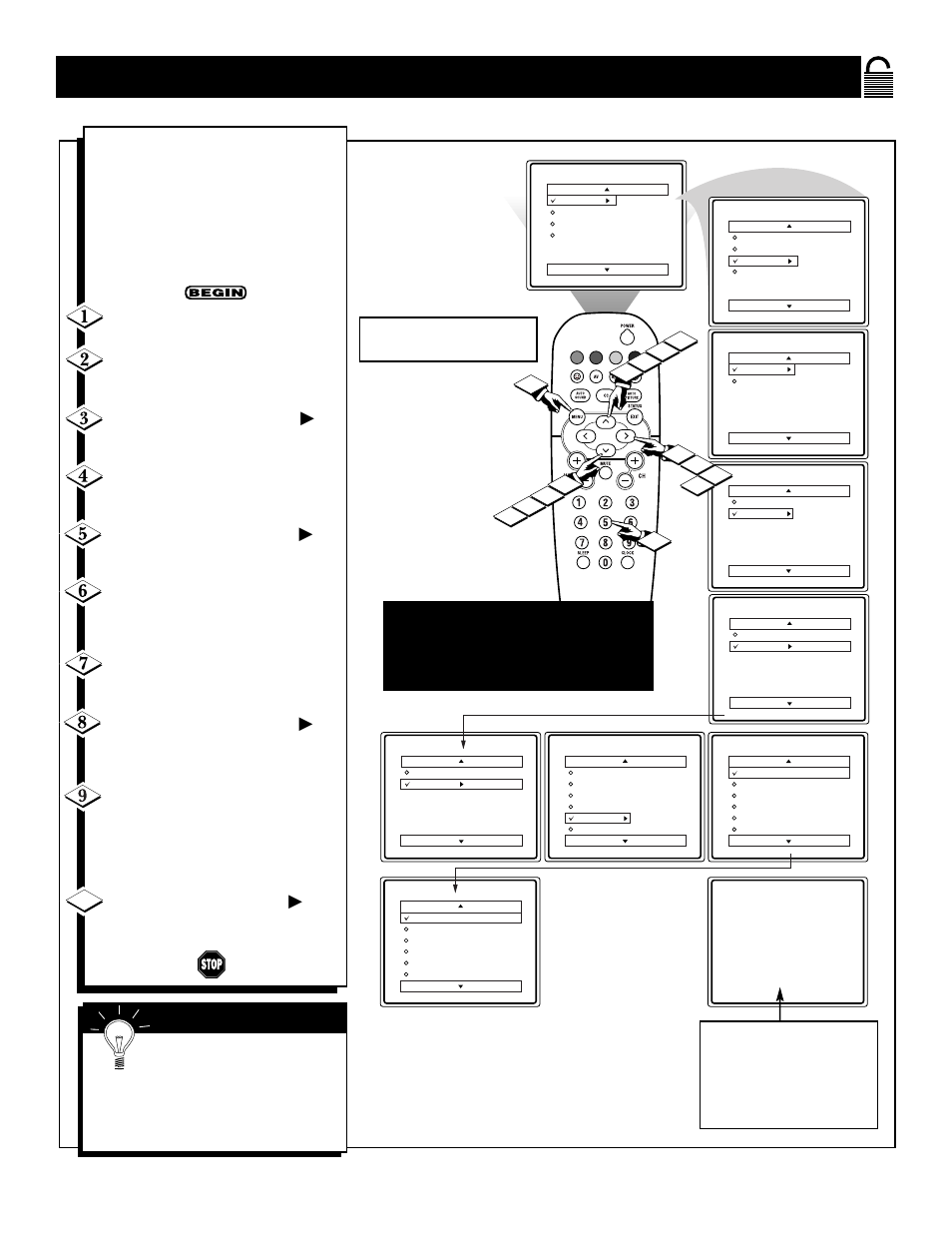 Locking, Rogramming, Ased on | Ovie, Atings | Philips 13" Mono Color TV w- REmote Control User Manual | Page 25 / 37