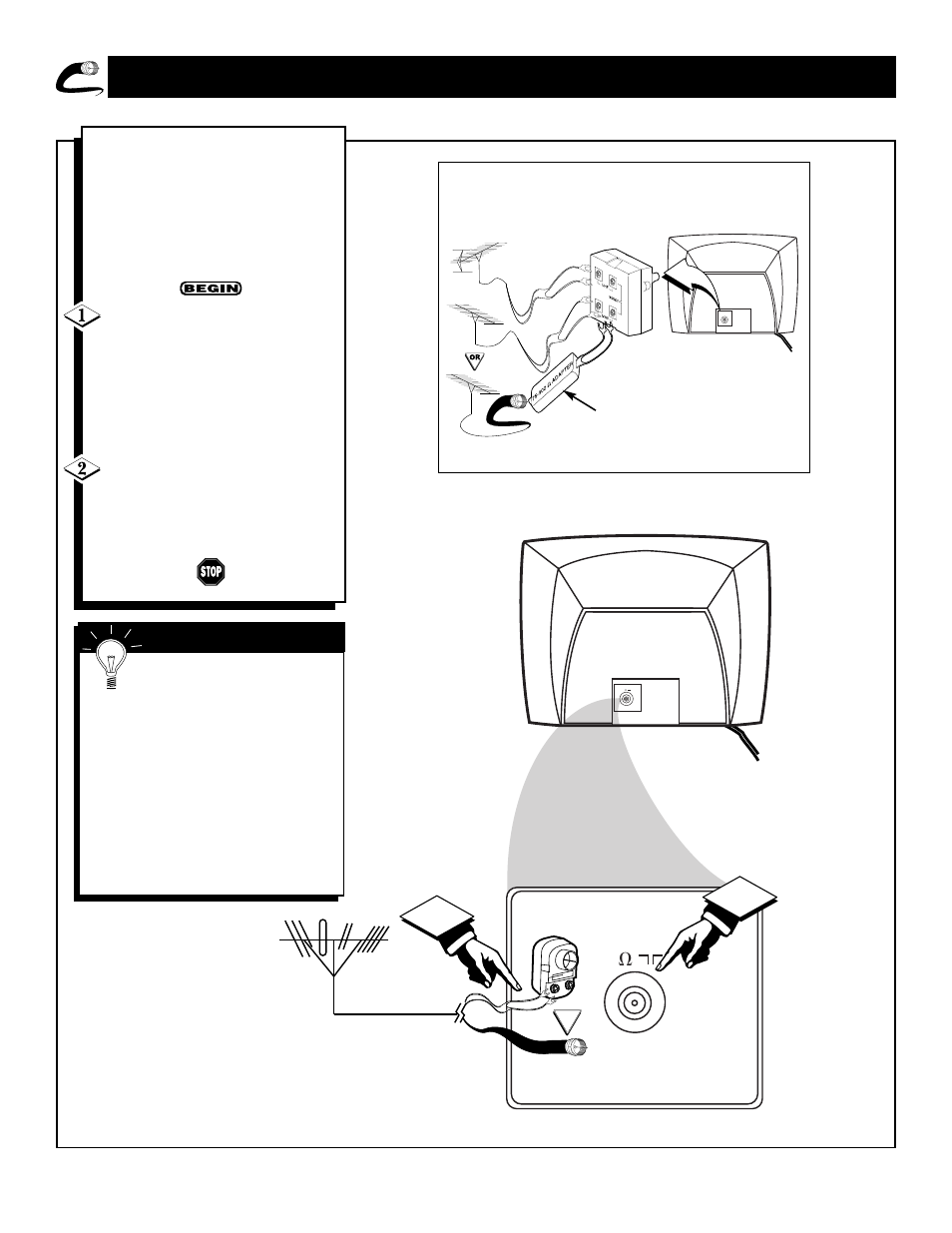 Tv (b, Tv c, Ooking | Asic, Ntenna, Onnections | Philips 13" Mono Color TV w- REmote Control User Manual | Page 6 / 37