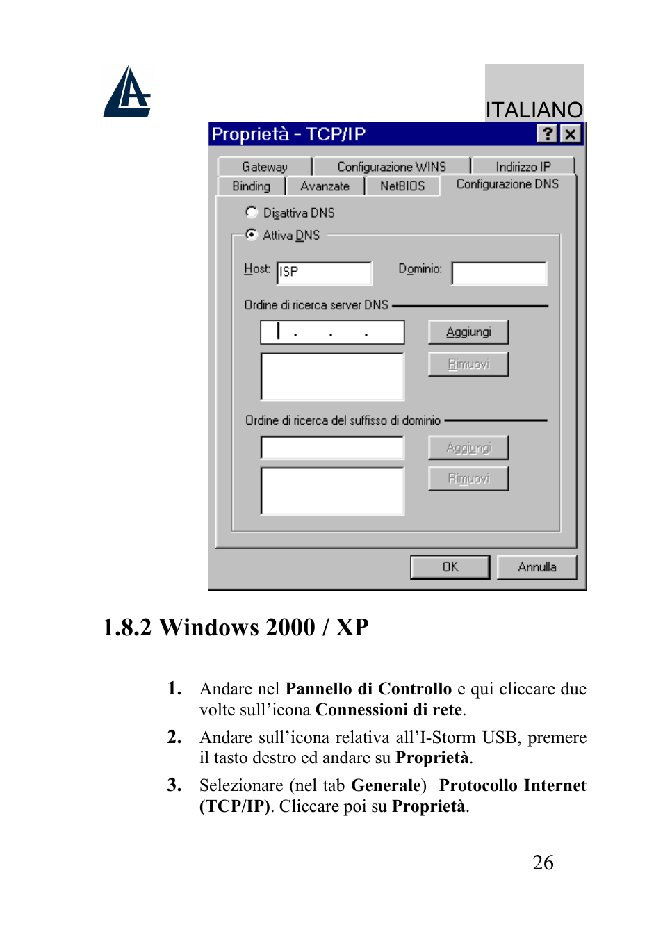 Italiano | Atlantis Land I-Storm USB ADSL modem A01-AU2 User Manual | Page 26 / 83