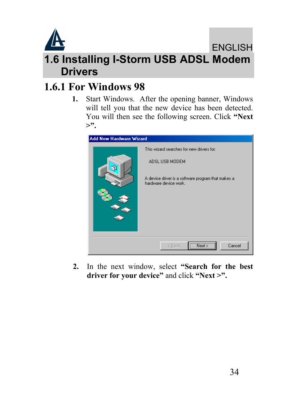 Atlantis Land I-Storm USB ADSL modem A01-AU2 User Manual | Page 34 / 83