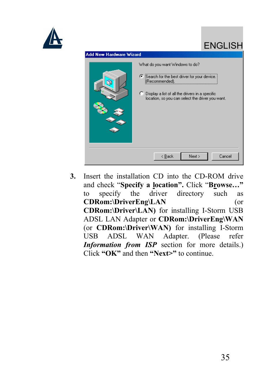 English | Atlantis Land I-Storm USB ADSL modem A01-AU2 User Manual | Page 35 / 83