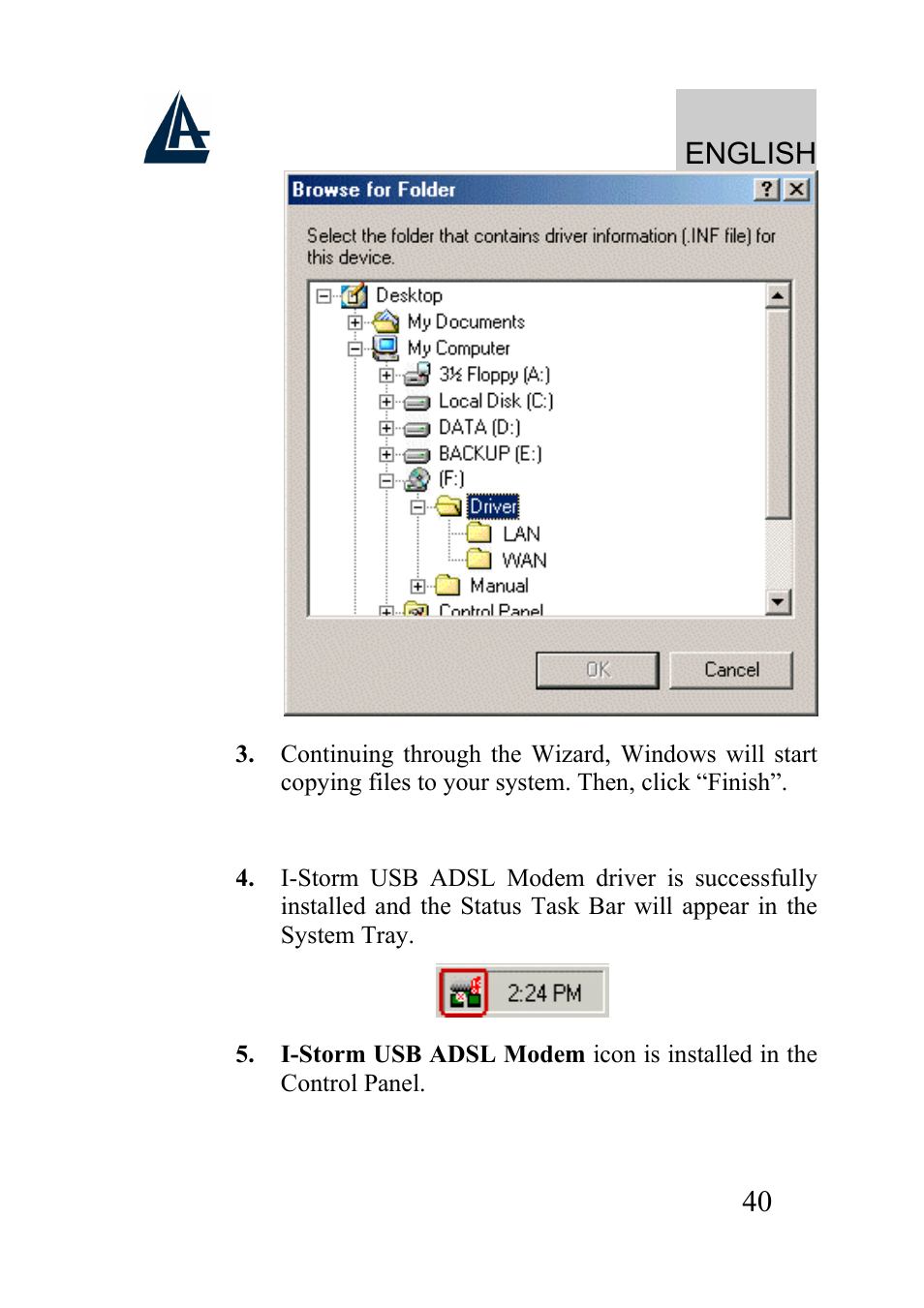 English | Atlantis Land I-Storm USB ADSL modem A01-AU2 User Manual | Page 40 / 83