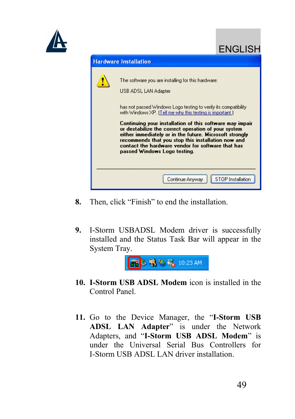 English | Atlantis Land I-Storm USB ADSL modem A01-AU2 User Manual | Page 49 / 83