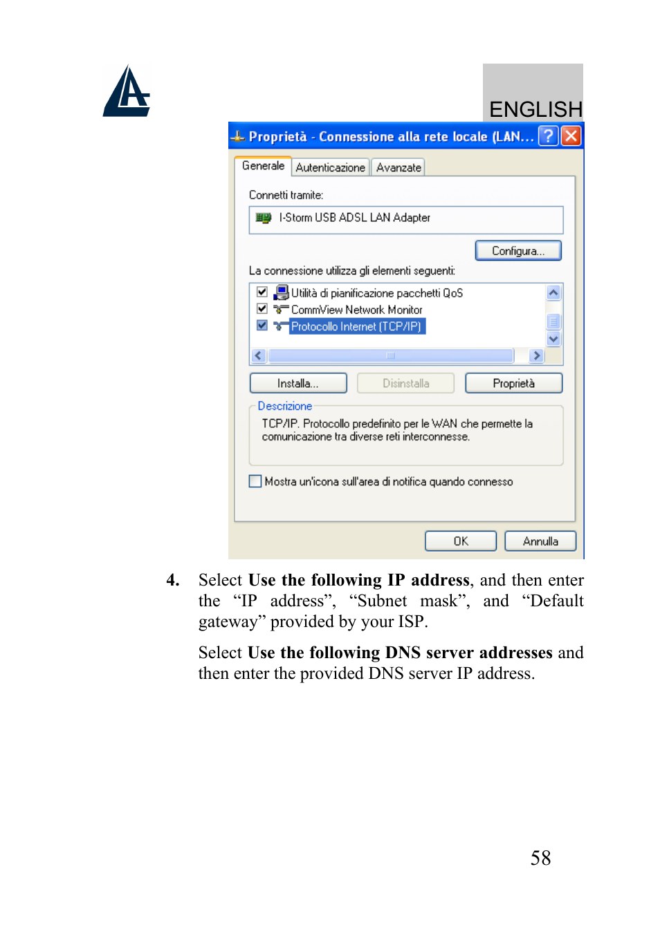 English | Atlantis Land I-Storm USB ADSL modem A01-AU2 User Manual | Page 58 / 83