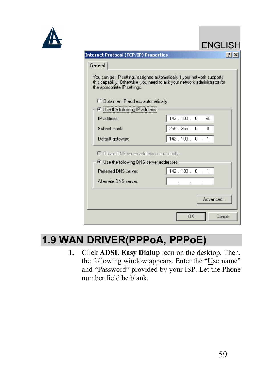 9 wan driver(pppoa, pppoe) | Atlantis Land I-Storm USB ADSL modem A01-AU2 User Manual | Page 59 / 83