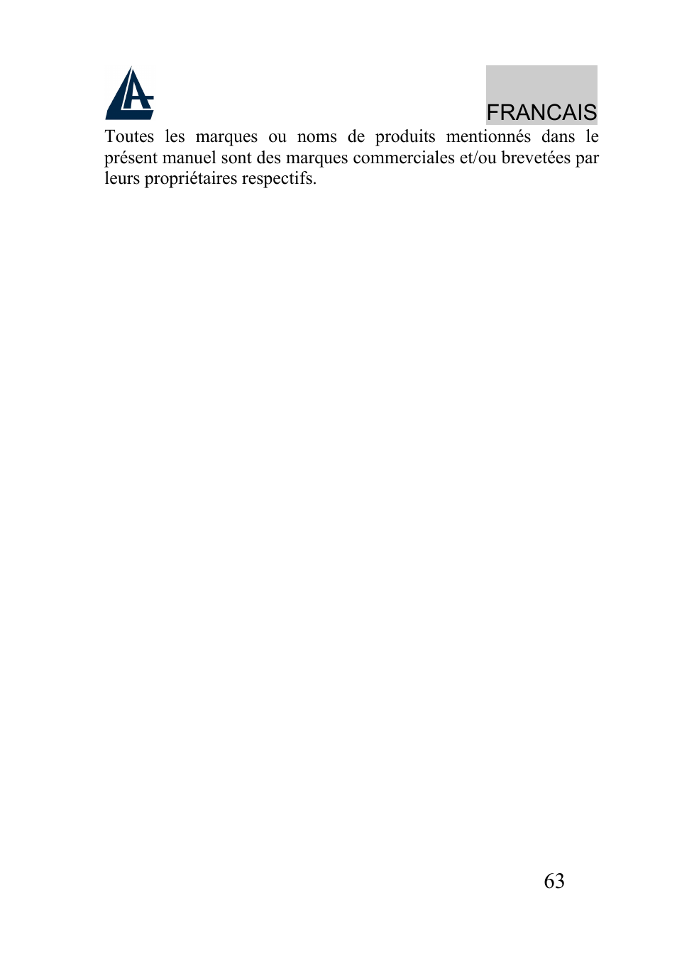 Francais | Atlantis Land I-Storm USB ADSL modem A01-AU2 User Manual | Page 63 / 83