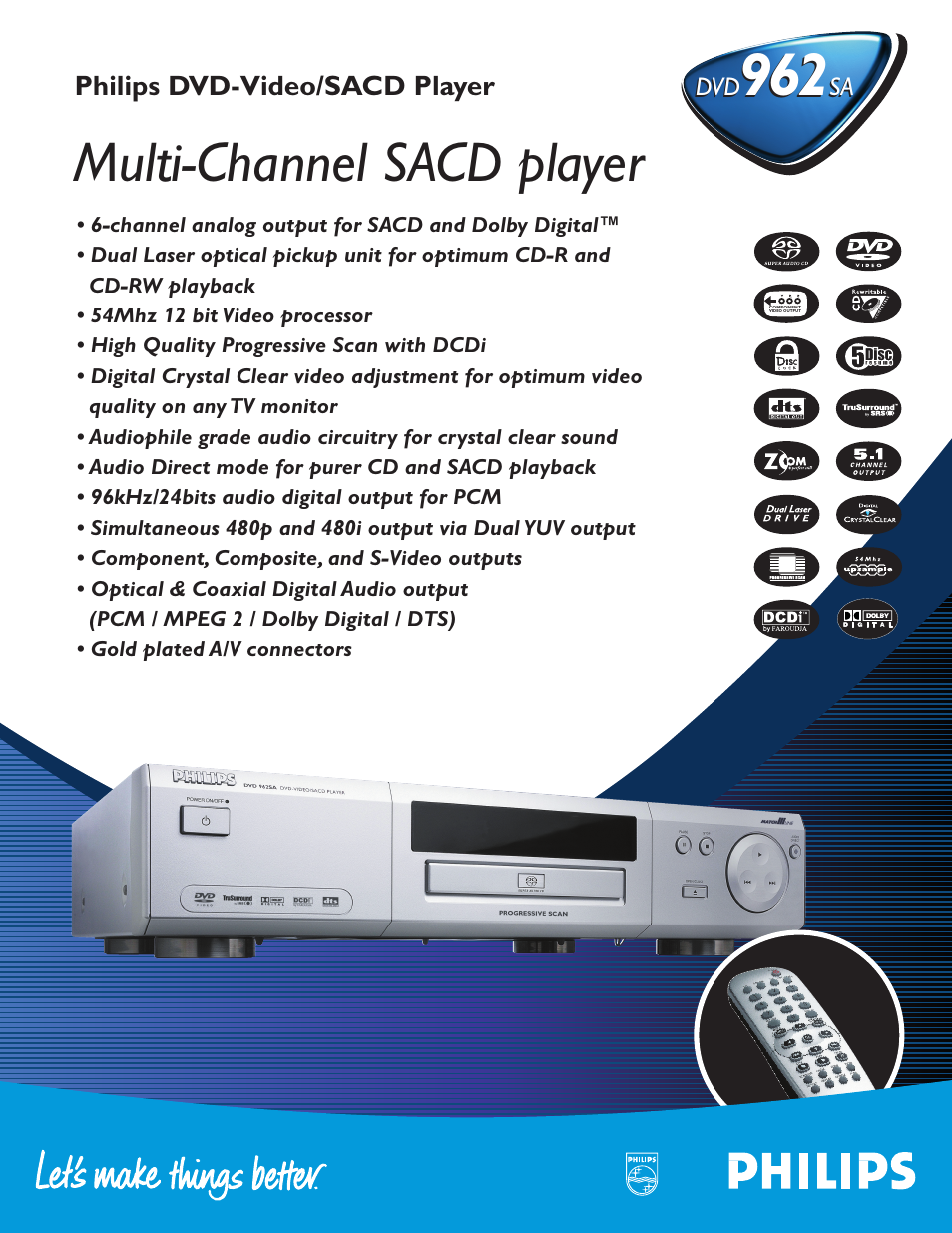 Philips DVD962SA99 User Manual | 2 pages