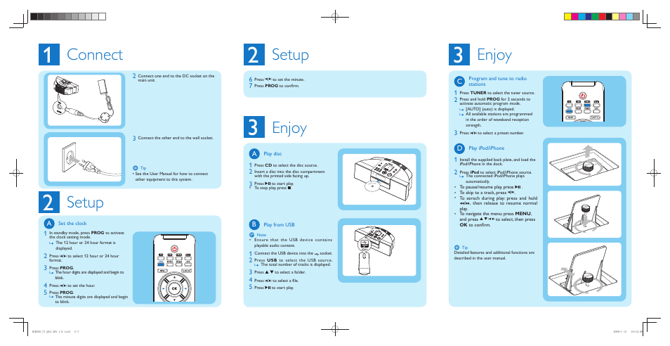 Connect, Setup, Enjoy | Philips DCM250-37B User Manual | Page 2 / 2