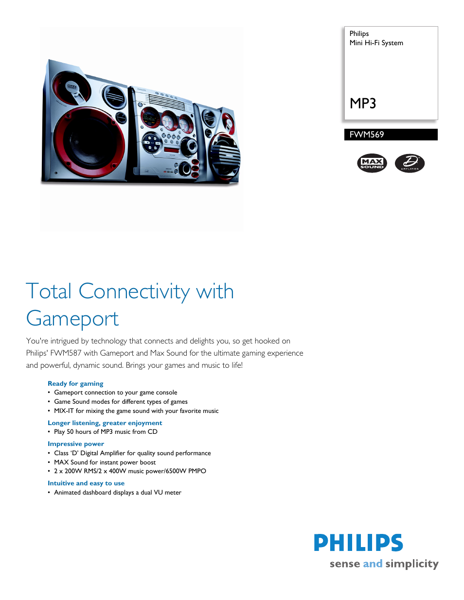 Philips FWM569-37 User Manual | 2 pages