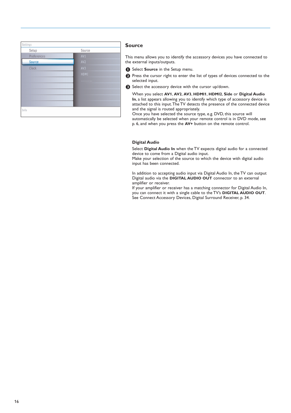 Source | Philips flat HDTV 32PF7320A 32" LCD digital cable ready with Pixel Plus User Manual | Page 18 / 48