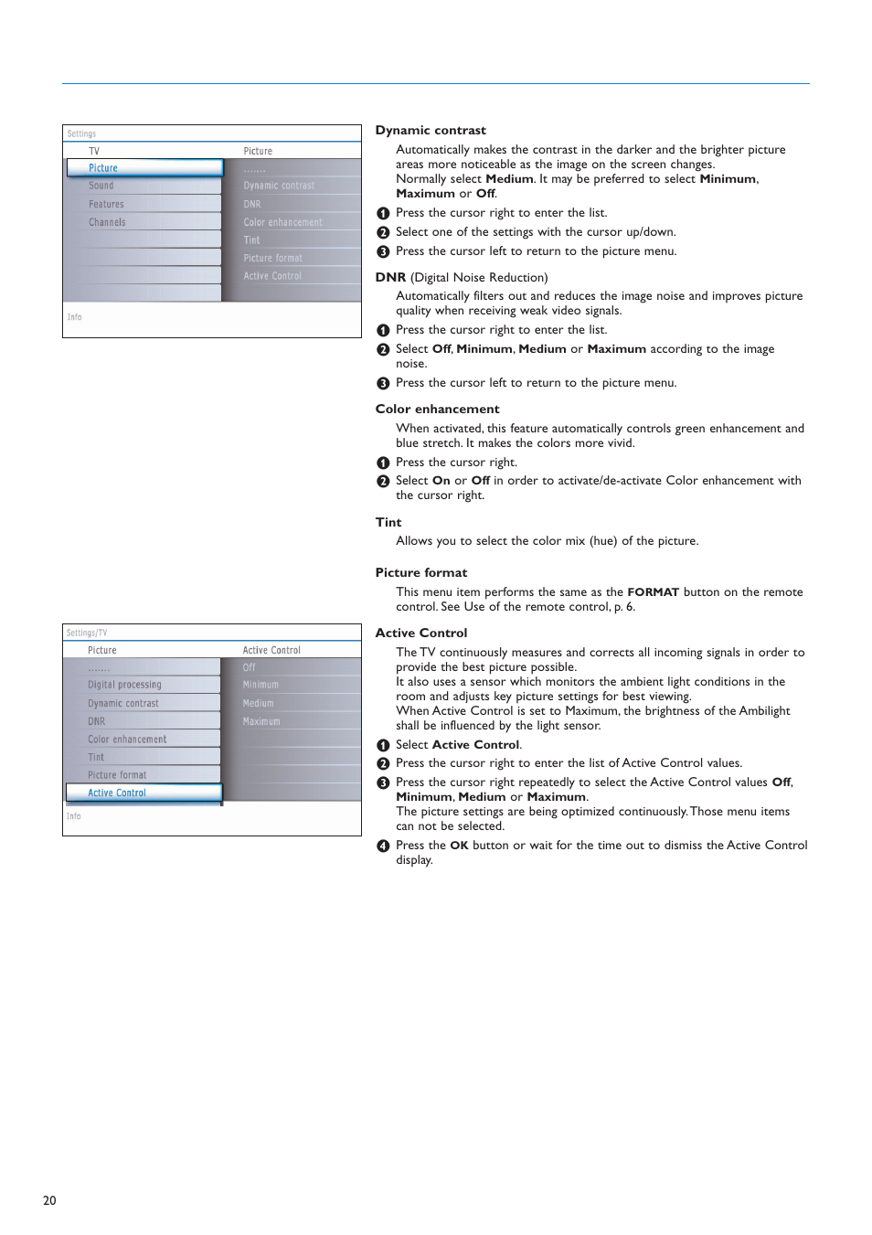 Philips flat HDTV 32PF7320A 32" LCD digital cable ready with Pixel Plus User Manual | Page 22 / 48