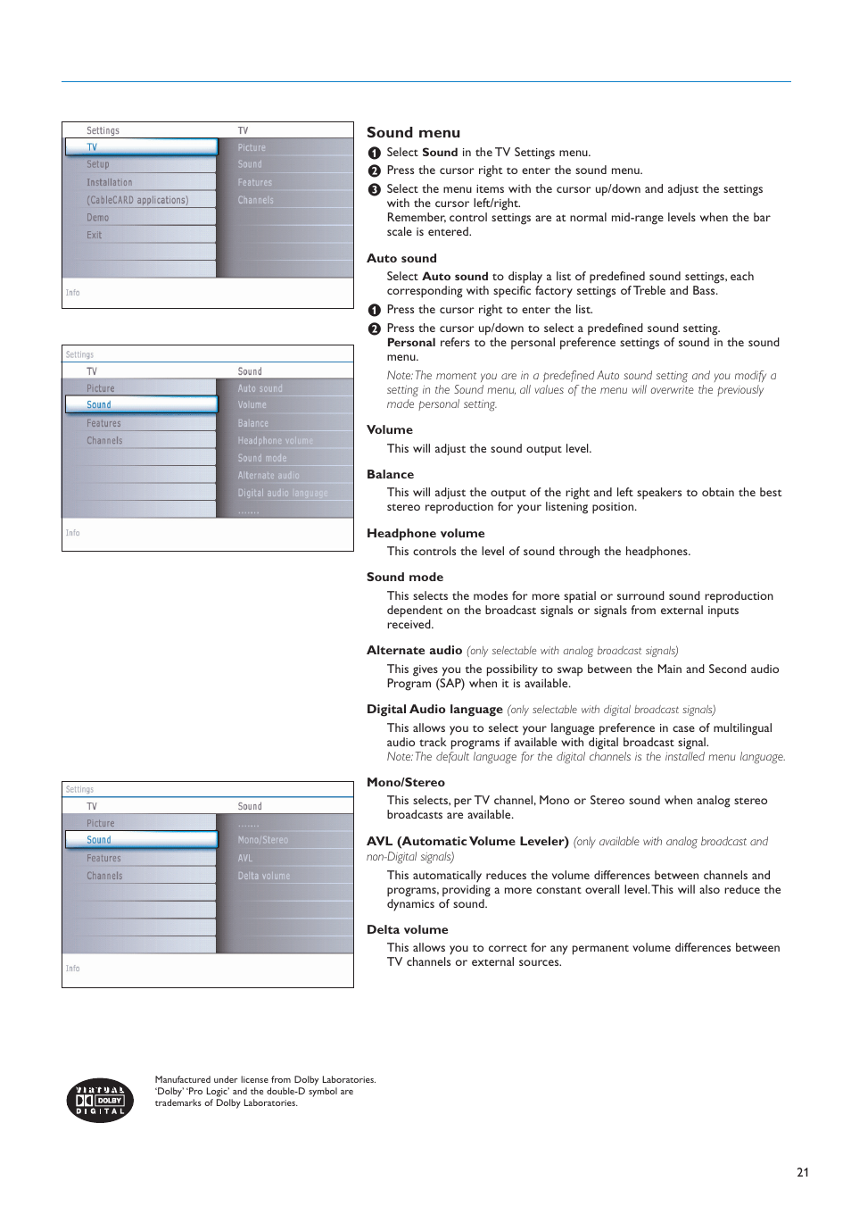 Philips flat HDTV 32PF7320A 32" LCD digital cable ready with Pixel Plus User Manual | Page 23 / 48